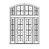 8-lite French double door with 8-lite sidelites and radius transoms
Unit Dimension 102" x 142"
Door Dimension 30" x 93"
Panels - none
Glazing - IG, SDL